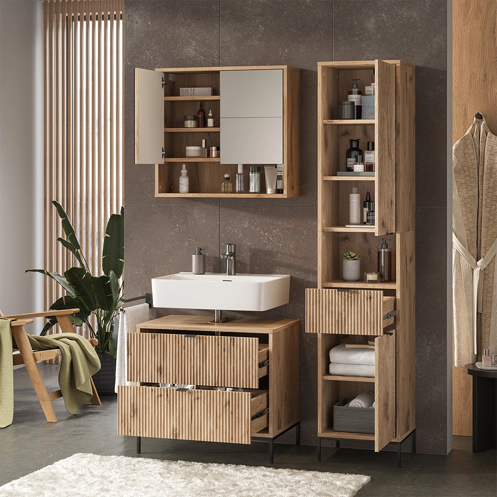 Vicco Set di mobili da bagno Quercia vichinga 3 parti