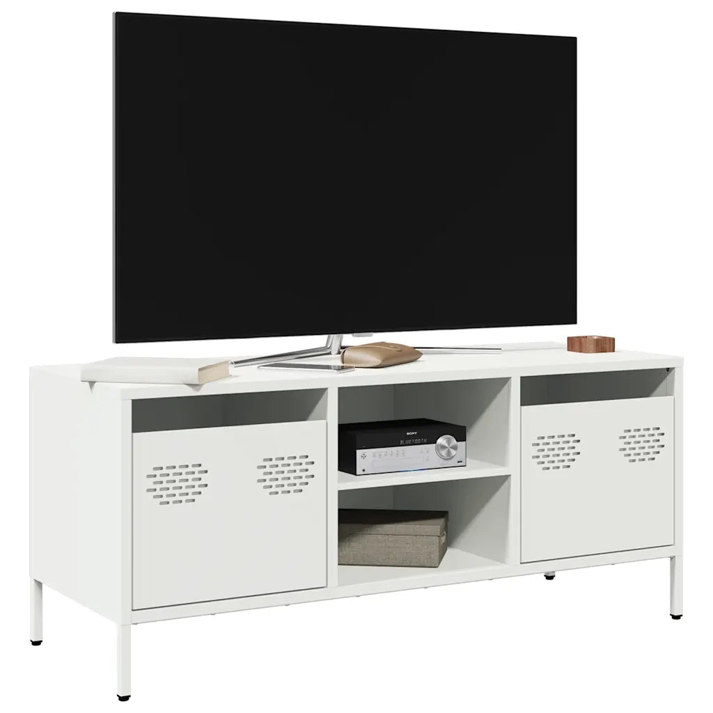 Mobile TV Bianco 101,5x39x43,5 cm in Acciaio Laminato a Freddo 851303