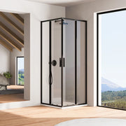 Box doccia angolare 70x90cm con profili nero opaco slim vetro 6mm trasparente h190 | Portofino