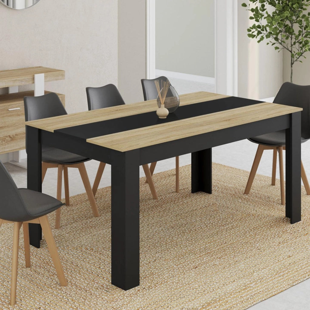 Tavolo da pranzo rettangolare GEORGIA per 8 persone in simil-faggio e nero 160 x 90 cm