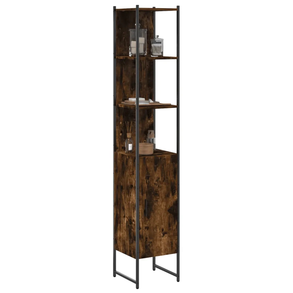 Mobile da Bagno | Armadio da bagno Rovere Fumo 33x33x185,5 cm in Legno Multistrato