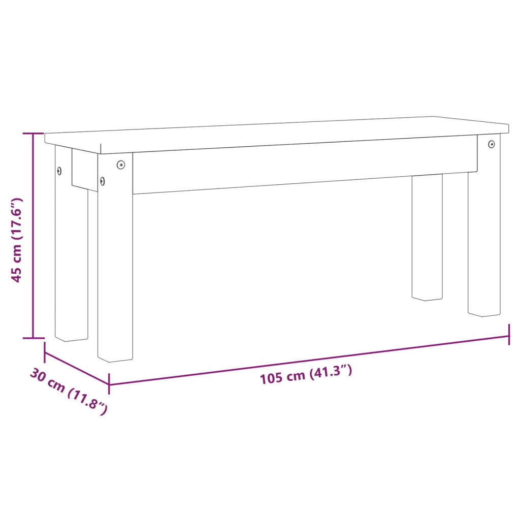 Panca da Pranzo PANAMA 105x30x45 cm in Legno Massello di Pino 4005711