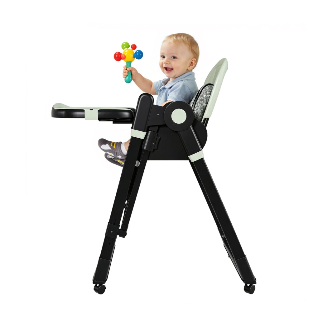 Seggiolone per bambini 2 in 1 con funzione dondolo; cintura di sicurezza a 5 punti; verde scuro