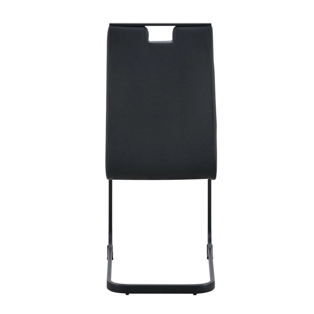 Sedia da Pranzo con Schienale Ergonomico e Piedini Antiscivolo, in PU, Nero
