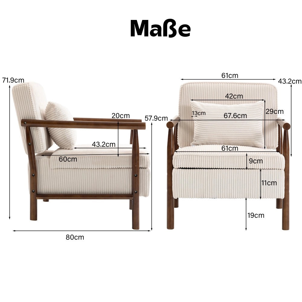 Poltrona Relax con Struttura in Legno e Cuscino Lombare ¨C Xylo ¨C Tessuto