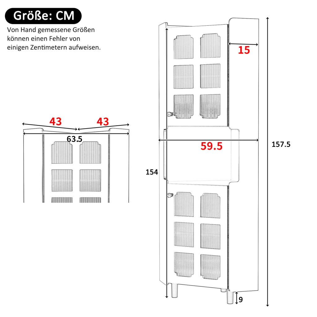 Mobile angolare con LED app controllata 2 ante e vano aperto in MDF con finitura laccata nera 63,5 × 157,5 cm