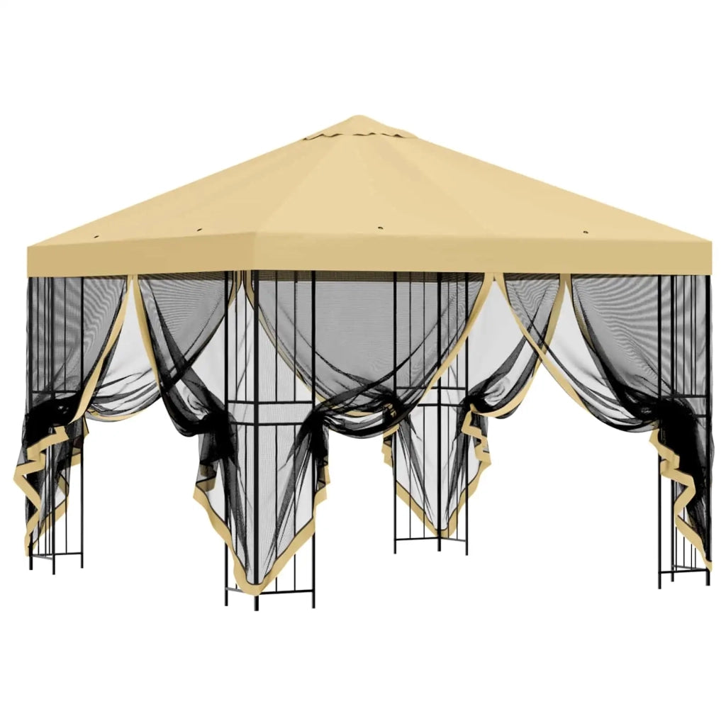 Gazebo | Pergolato da giardino con pareti laterali 3 x 3 m Crema