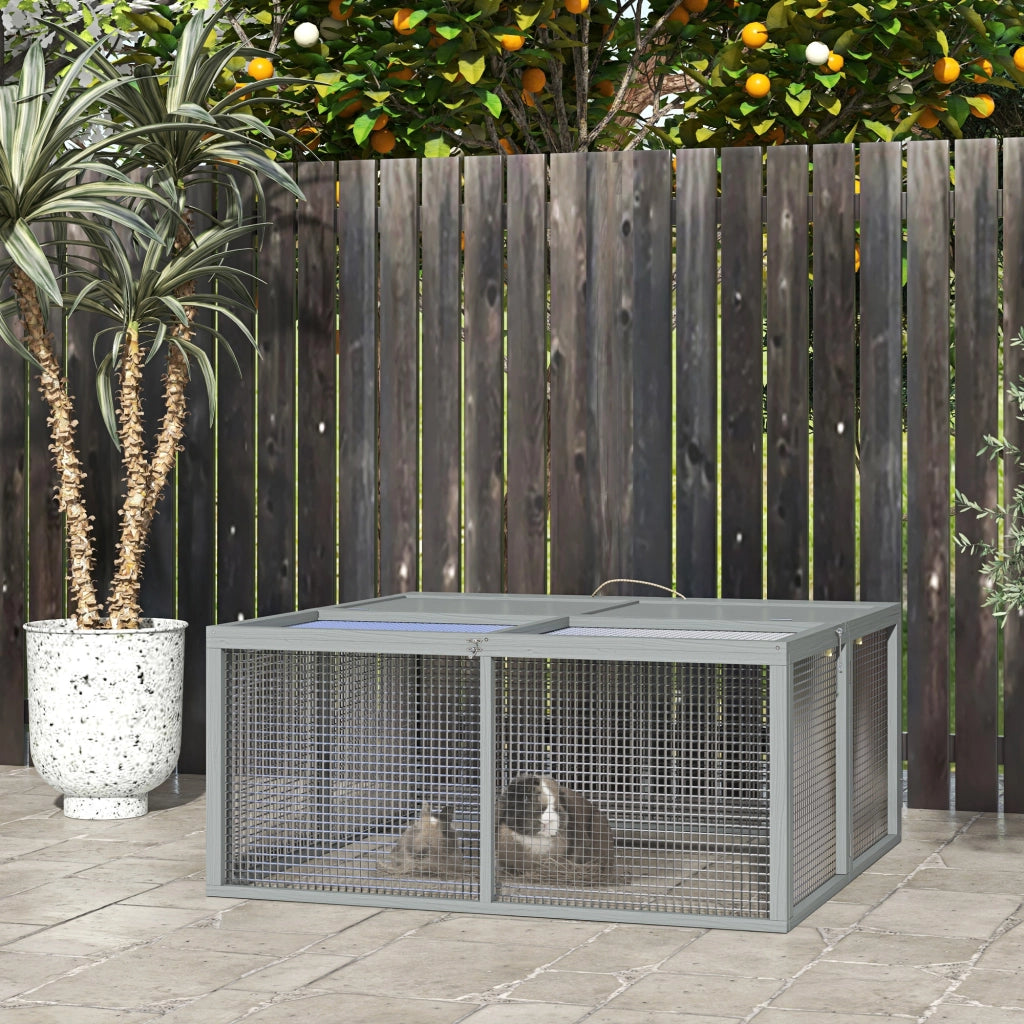 Gabbia per conigli pieghevole con maniglia ¨C zephmum ¨C grigio 110x105x50 cm
