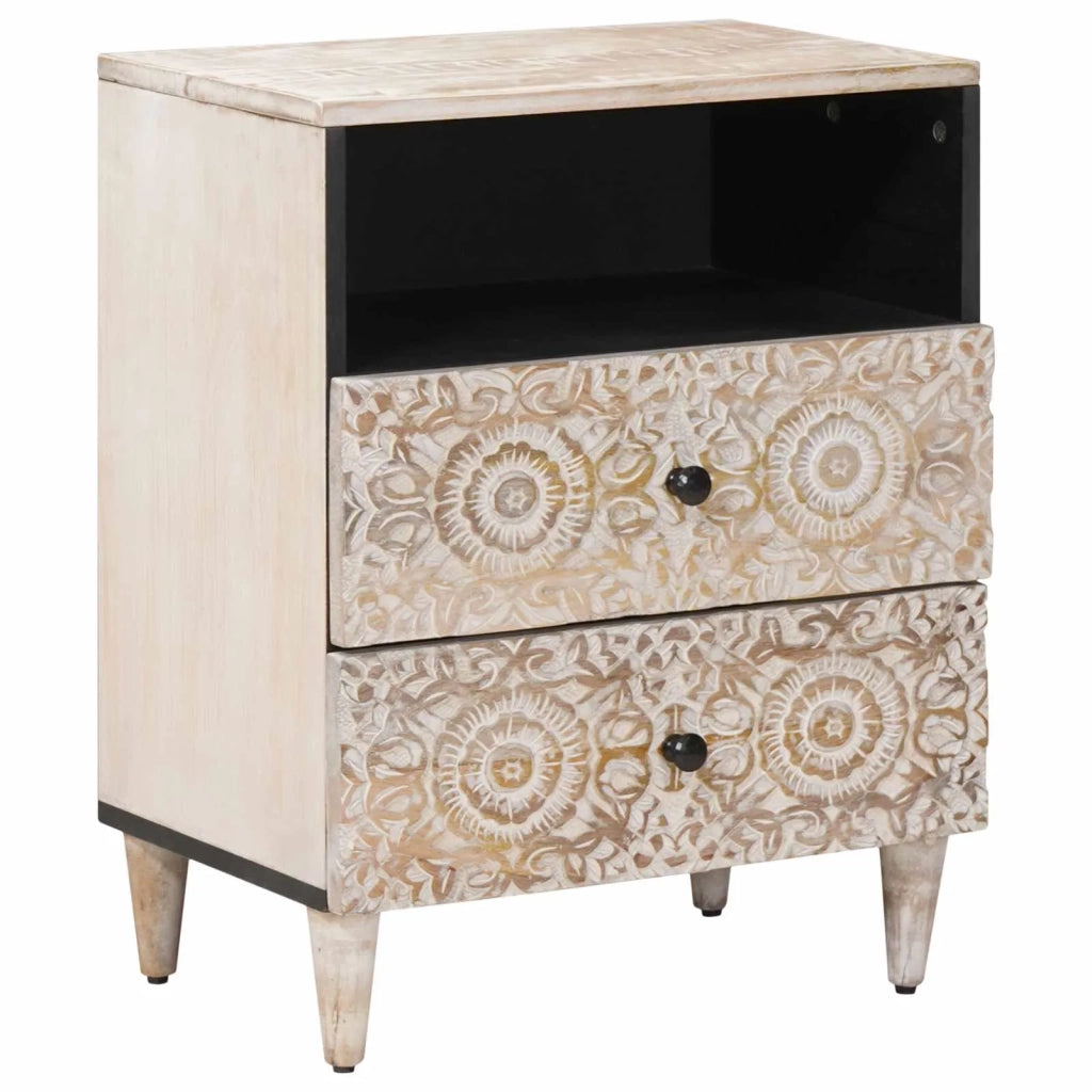 Mobiletto da Letto con cassetto Bianco 50 x 33 x 60 cm 4018378