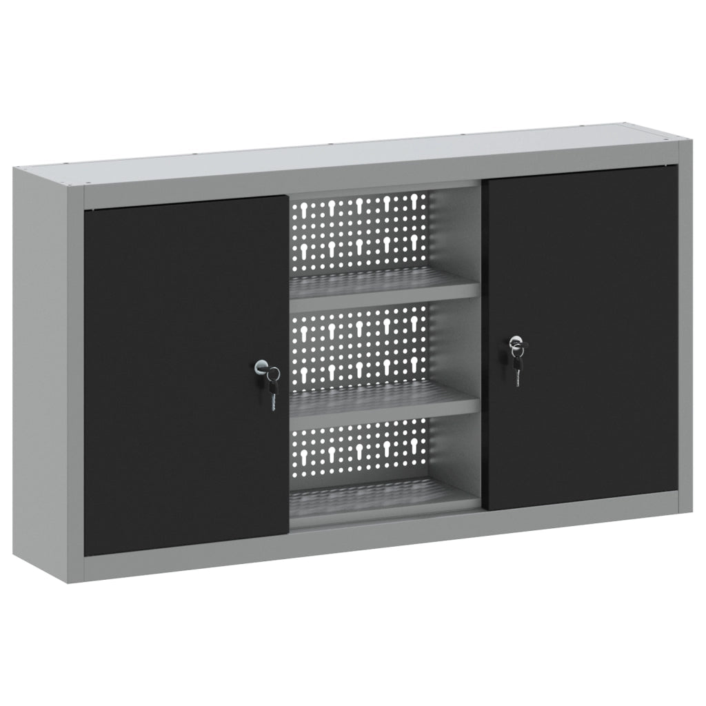 Armadio da Muro  con Pannello Perforato Nero 100x20x55 cm in Acciaio