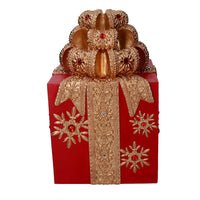 Pacco regalo resina oro e rosso cm 26x26xh40,5