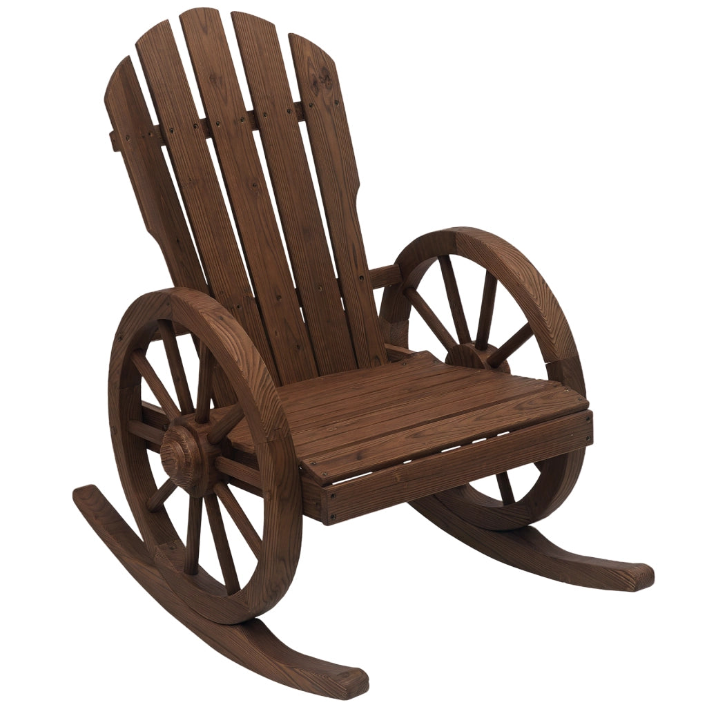 Sedia a dondolo; design rustico; legno massiccio sigillato; impermeabile 68 cm x 88 cm x 92 cm
