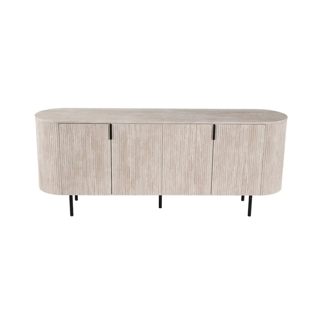 Buffet VAGOS – Coloris rovere chiaro – 4 porte – 200 cm – Grande credenza moderna – Pratico contenitore