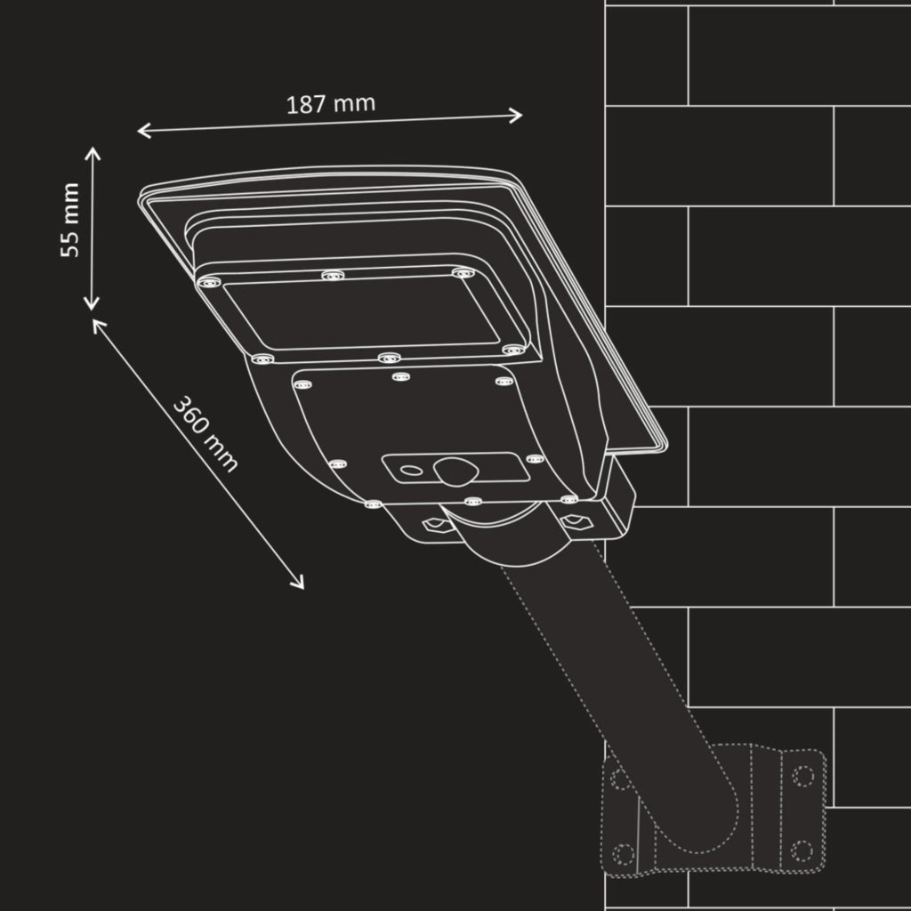 Faretto solare LED 3W con sensore PIR e telecomando nero
