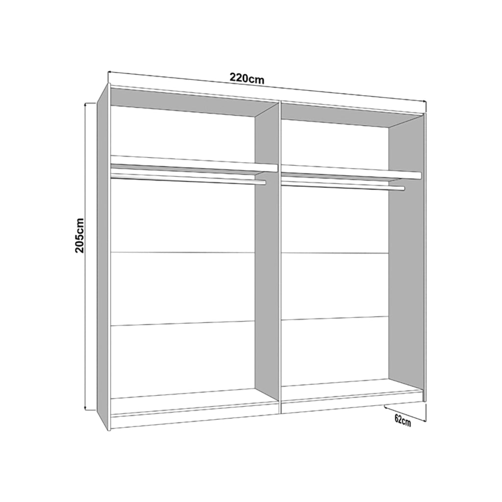 Armadio Camera da Letto Lalibe, Guardaroba 2 Ante 2 Ripiani, 220x205h cm Marrone Rovere Nodi
