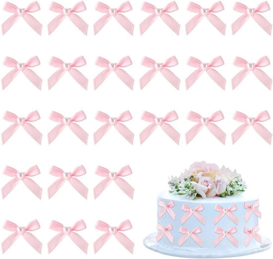 Toppers per Cupcake 24 pezzi - Striscia Rosa - Decorazione per Torta - Festa di Compleanno/Festa di Natale - Matrimonio/Baby Shower - Materiale: Lint - Dimensioni: 4x4 cm
