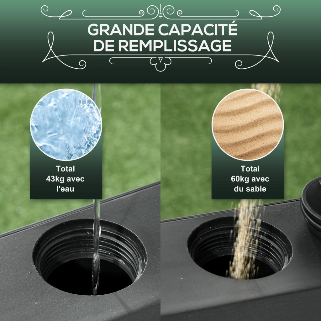 Base per ombrellone quadrata con ruote ¨C zephmum ¨C 54,5x54,5x46,5 cm nero