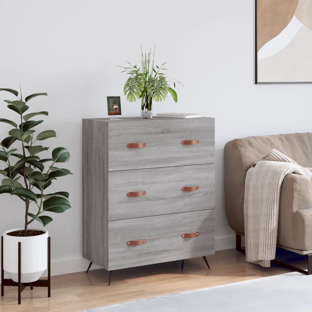 vidaXL Cassettiera Grigio Sonoma 69,5x34x90 cm in Legno Multistrato