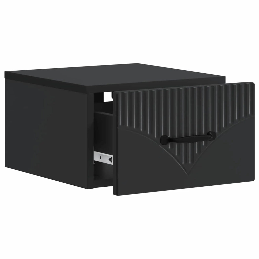 Mobiletto da notte a muro 2 pz Nero 34,5 x 33 x 20 cm 898938