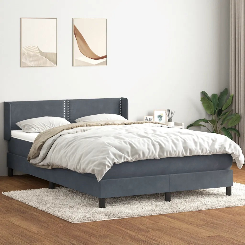 vidaXL Giroletto a Molle con Materasso Grigio Scuro 160x210 cm Velluto