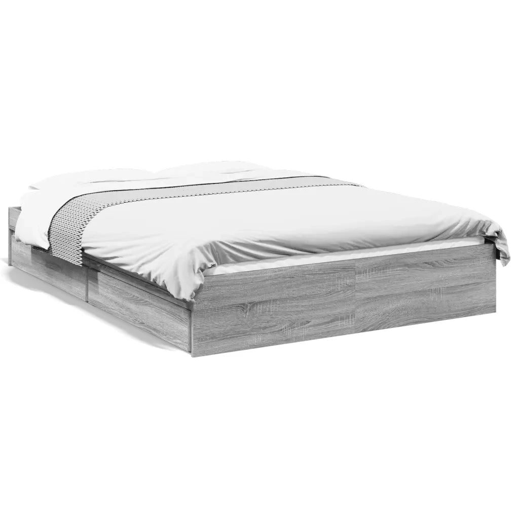 Giroletto Cassetti-Struttura Letto con contenitore Grigio Sonoma 140x200 cm Legno Multistrato 620852