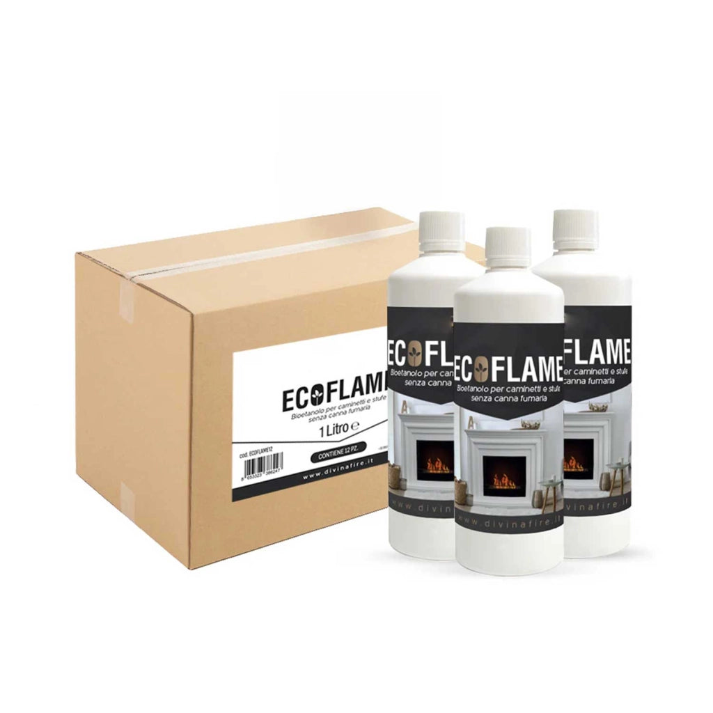 Ecoflame - Bioetanolo combustibile ecologico naturale per camini biocamini (12 bottiglie da 1L)