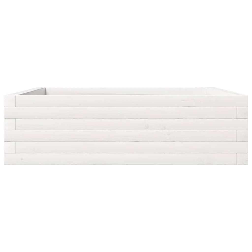 Fioriera rialzata per piante e fiori terrazza giardino 80 x 80 x 23 cm legno di pino massiccio bianco 02_0037889