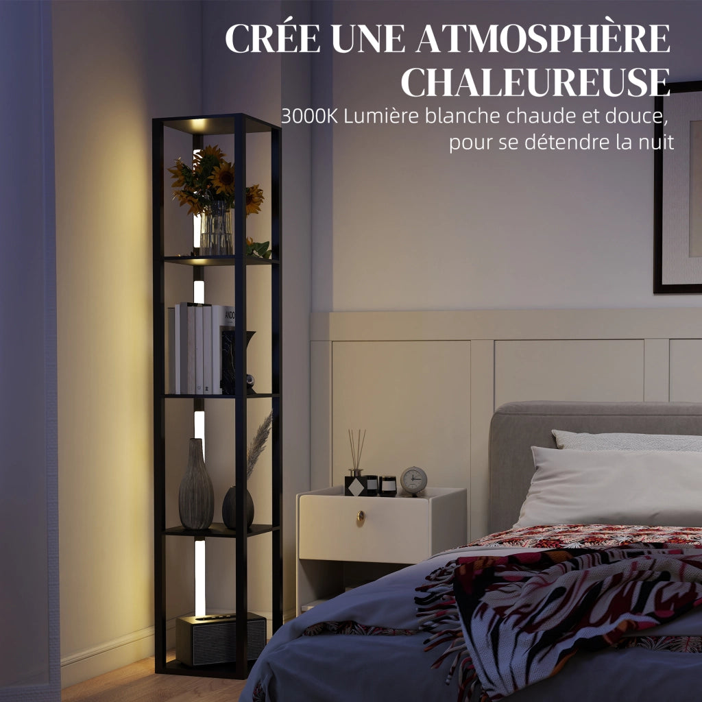Lampada da terra con scaffali 4 livelli LED dimmerabile ¨C zephmum ¨C nero