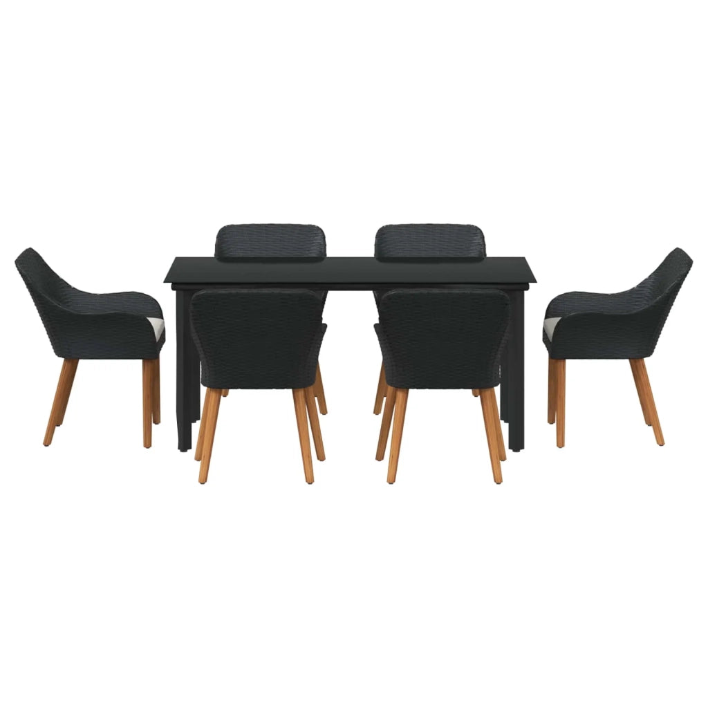 Set da Pranzo per Giardino con cuscino 7 pcs Nero polyrattan 3261674