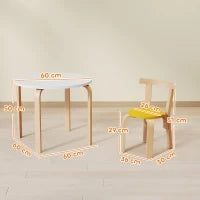 Set Tavolo e Sedie per Bambini 3-8 Anni 5 pz con Bordi Arrotondati in Legno Multicolore