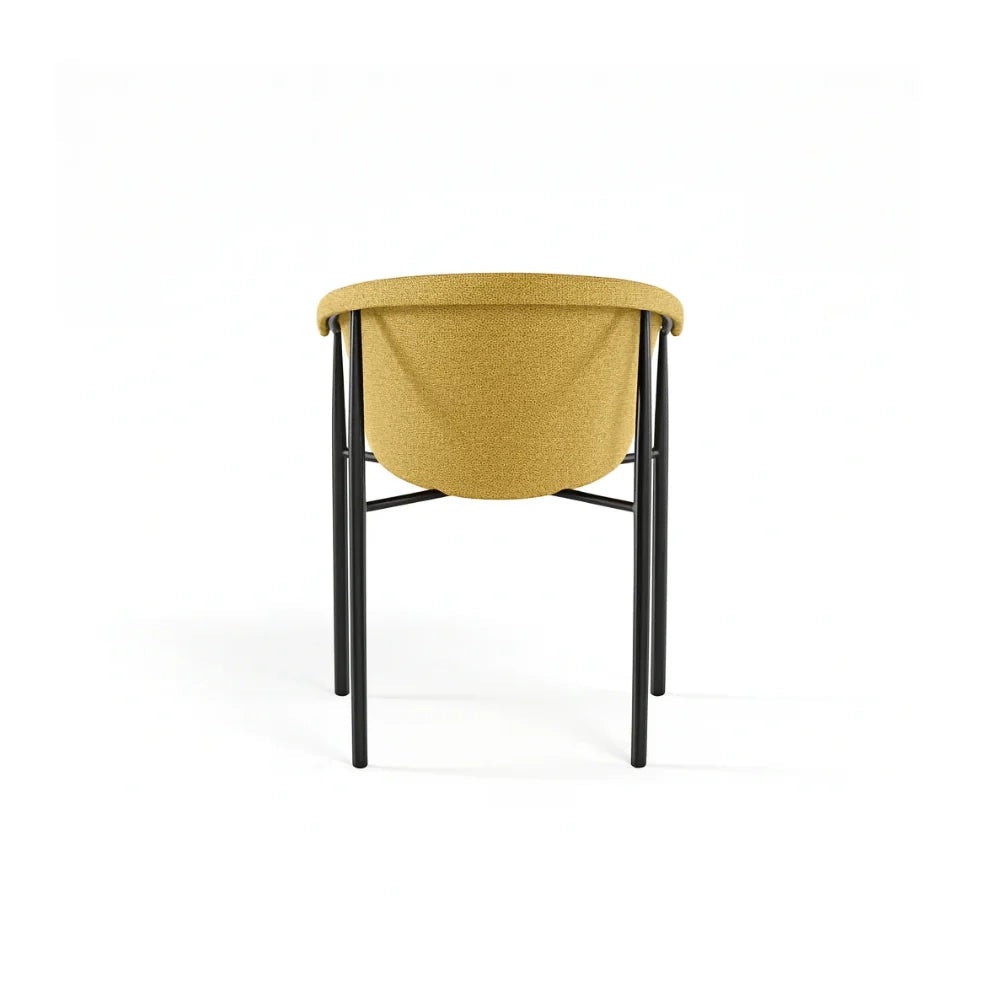 Set di 2 sedie da pranzo imbottite in tessuto giallo Electra con struttura in metallo facili da pulire | Duzzle