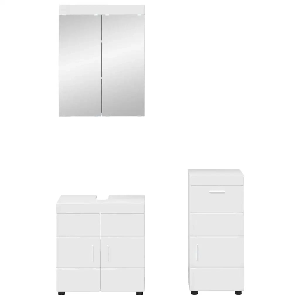 Set di mobili per il bagno TULUM 3 pz Bianco Lucido 3398028