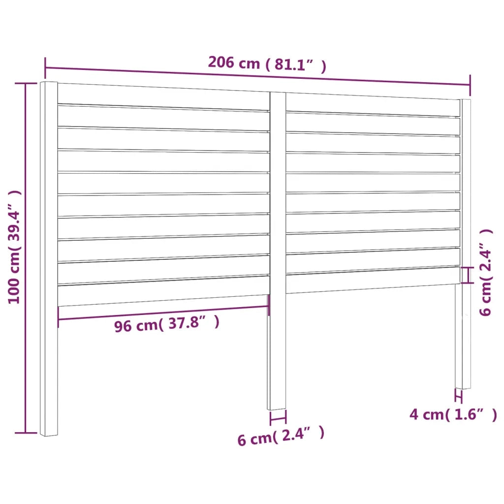 Testiera | Testata per Letto Bianca 206x4x100 cm Legno Massello di Pino