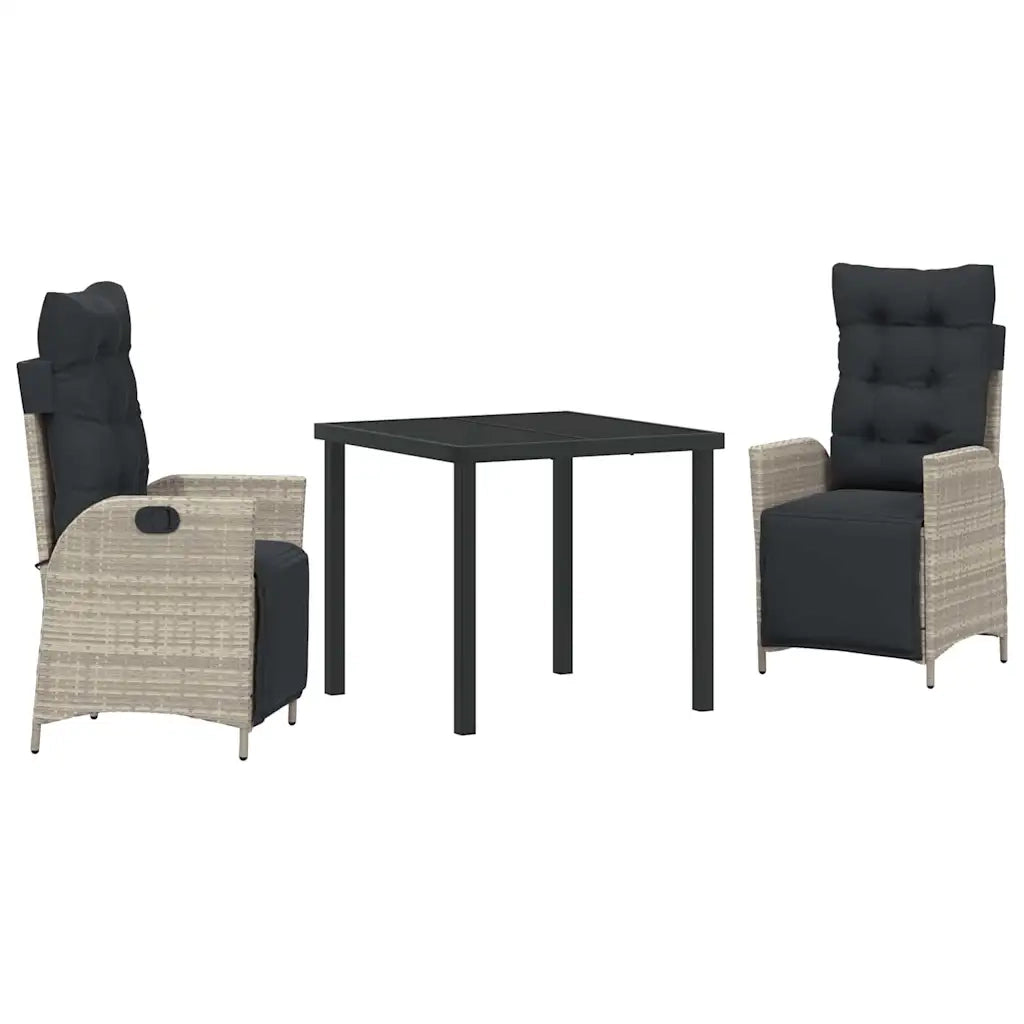 Set da Pranzo per Giardino 3 pcs Grigio chiaro polyrattan 3380568