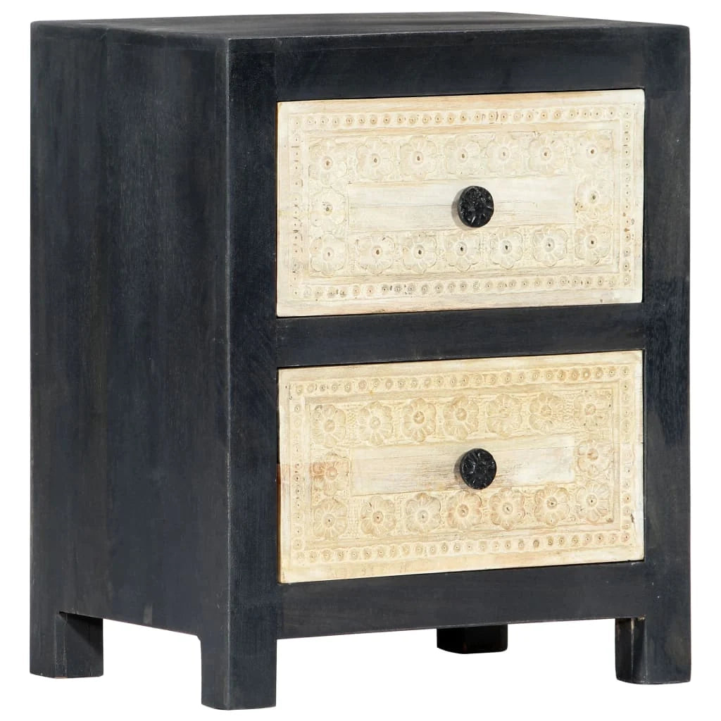 Comodino/cassettiera/armadio/mobile per camera da letto in legno di mango grigio intagliato a mano 40x30x50 cm 1402036