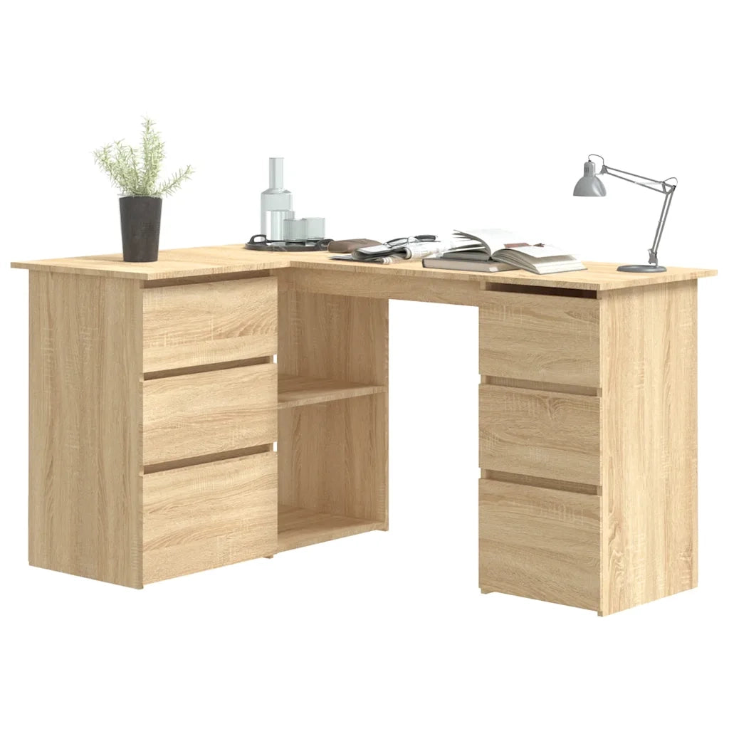 Scrivania | Tavolo da Ufficio Angolo Rovere Sonoma 145x100x76 cm Legno Multistrato