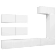 Set di Mobili Porta TV 7 pz | Armadietto TV | Mobile Porta TV Bianco in Legno Multistrato