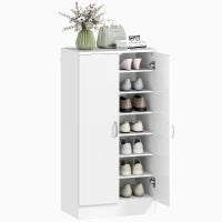 Armadietto per Scarpe con Cerniere Soft-Close, Ripiani Regolabili, Scarpiera a Sette Ripiani per Ingresso, 14 Paia, 55 x 35 x 108 cm, Truciolato, Bianco