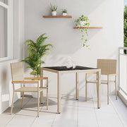 Set da Pranzo per Giardino 3 pcs Beige polyrattan 3365386