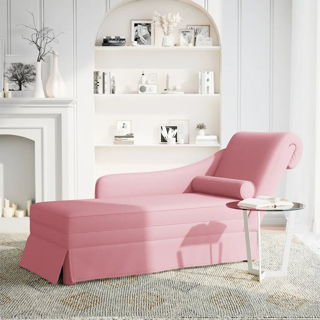 vidaXL Sdraio con Capezzale e Bracciolo Destro in Velluto Rosa