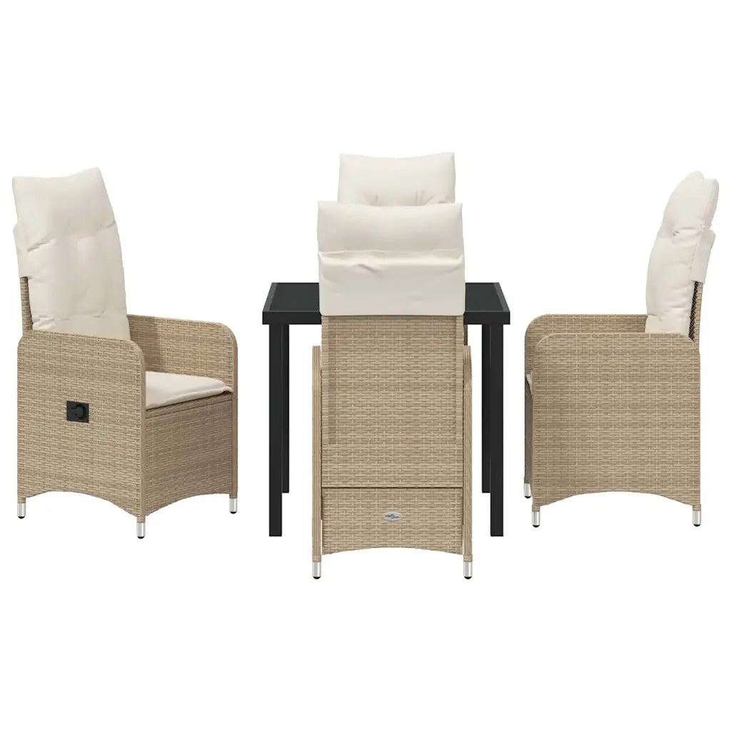 Set da Pranzo per Giardino con cuscino 5 pcs Beige polyrattan 3379654