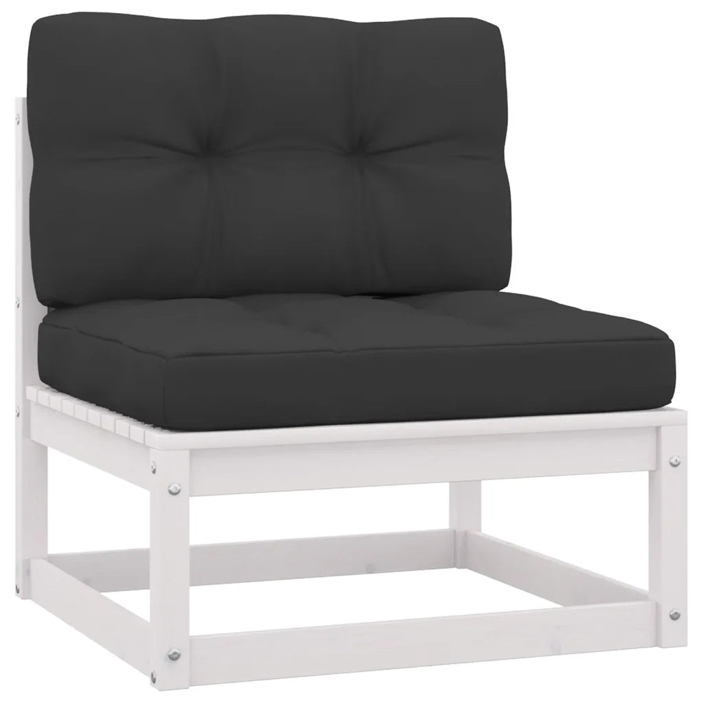 Set Salotto Giardino 7pz con Cuscini Bianco Legno Massello Pino 3077125