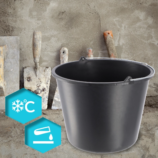 Secchio da costruzione KADAX da 16 litri, secchi in plastica resistenti per uso domestico e giardinaggio, confezione da 12 pezzi.