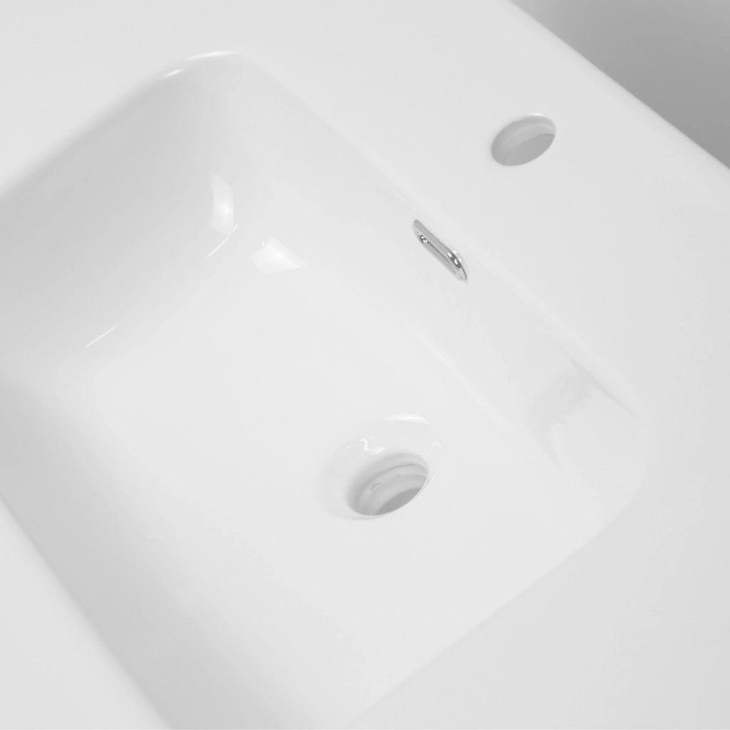 Lavabo ad incasso in ceramica bianco lucido per mobili bagno *** misure 101x46 cm, confezione 1