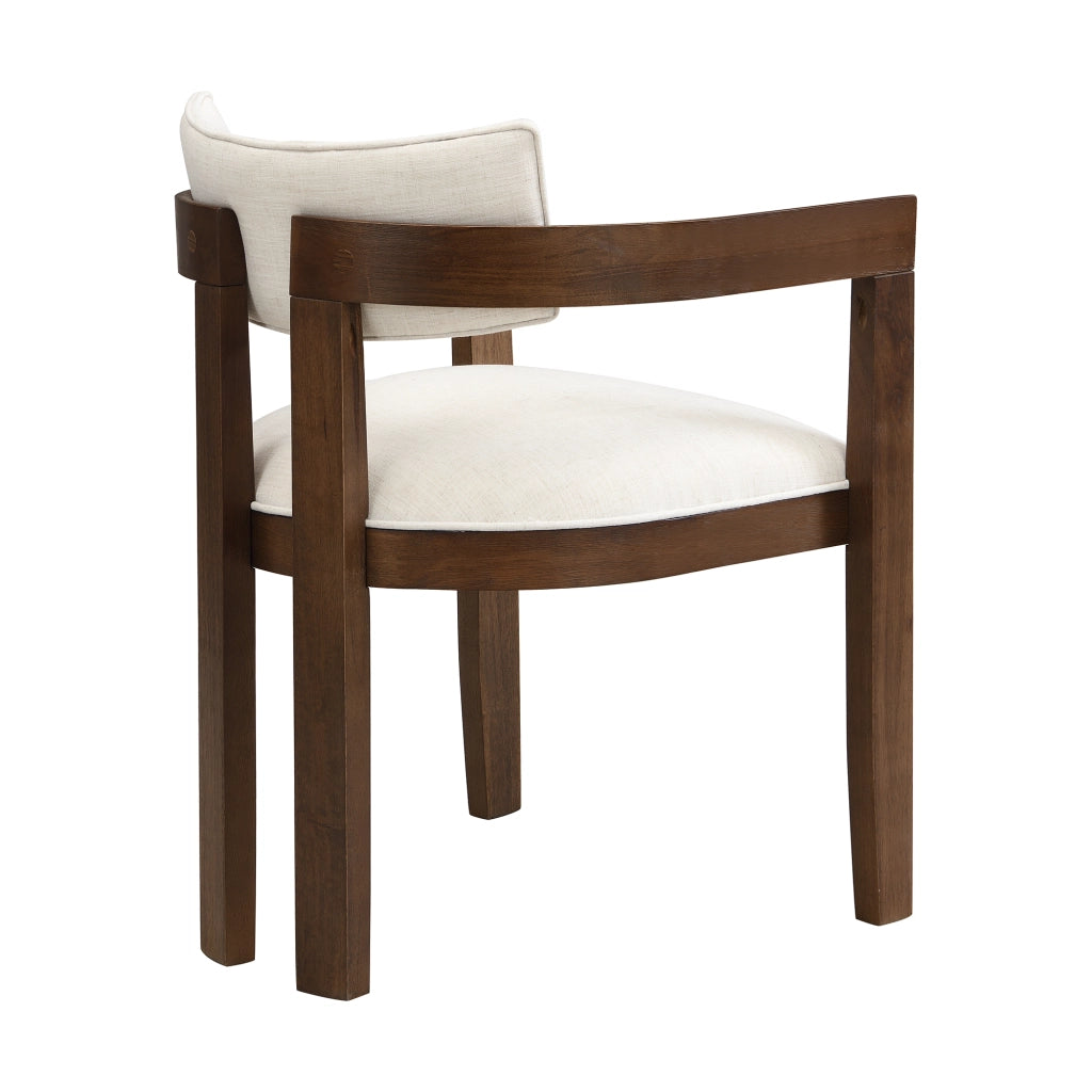 Sedie da Pranzo in Legno Massello ¨C Xylo ¨C Tessuto Lino, Stile Moderno, Noce, Set 4 Pezzi