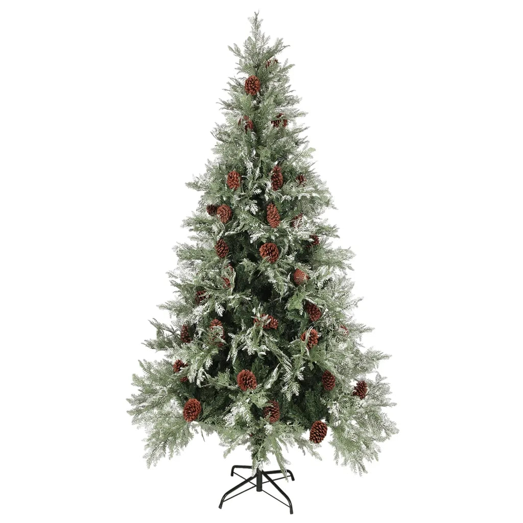 Albero di Natale | Decorazioni natalizie con Pigne Verde e Bianco 225 cm in PVC e PE