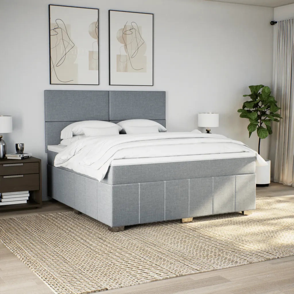 Giroletto a Molle con Materasso Grigio Chiaro180x200 cm Tessuto