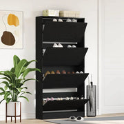 Mobile per scarpe con porta-Scarpiera Rovere Nero 80 x 21 x 163,5 cm