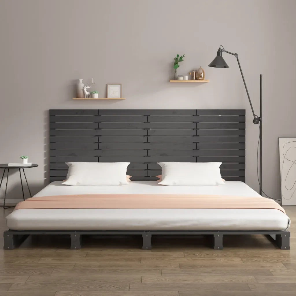 Testiera | Testata da Parete Grigia 166x3x91,5 cm Legno Massello di Pino