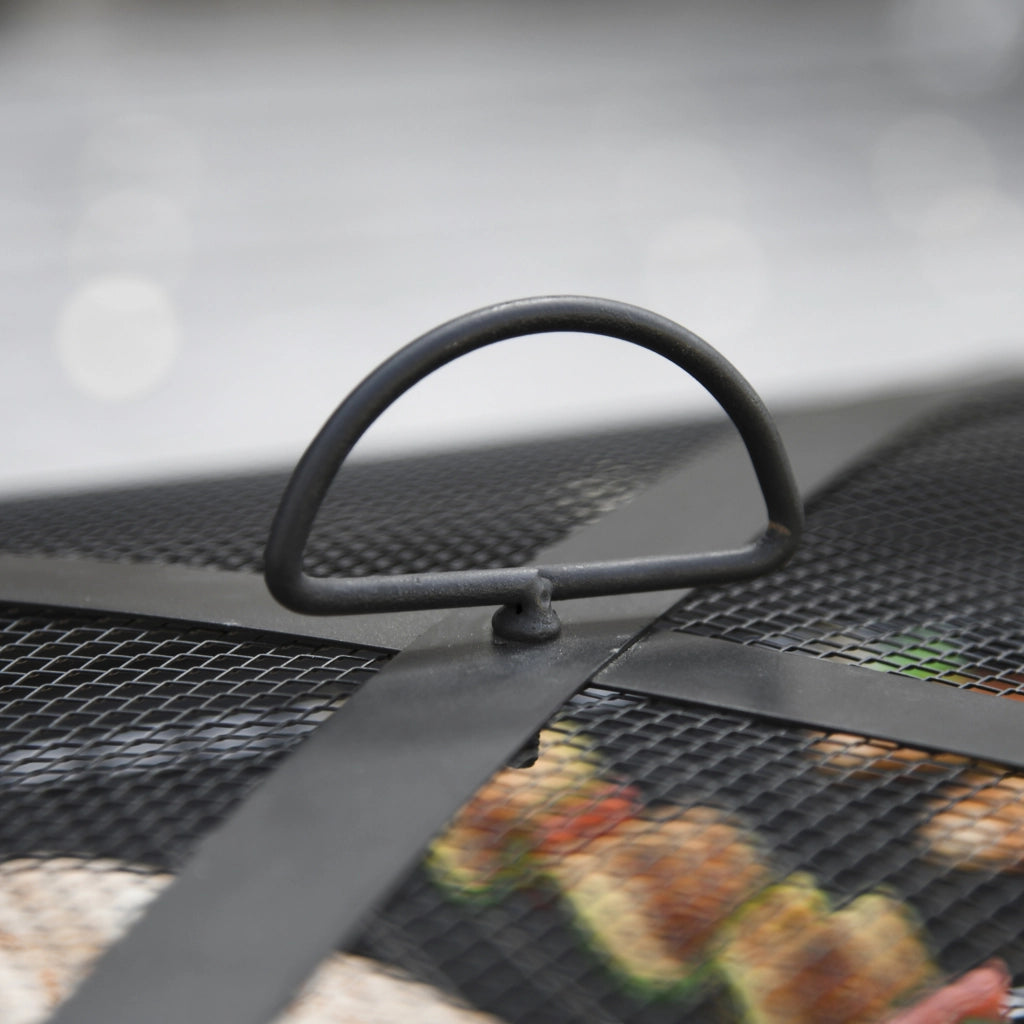 Braciere da esterno ULEVR 76x76x47 cm con griglia per barbecue e parascintille, acciaio nero